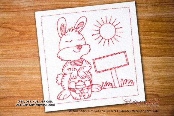 Easter Rabbit with Egg Redwork Design Review for Business Use