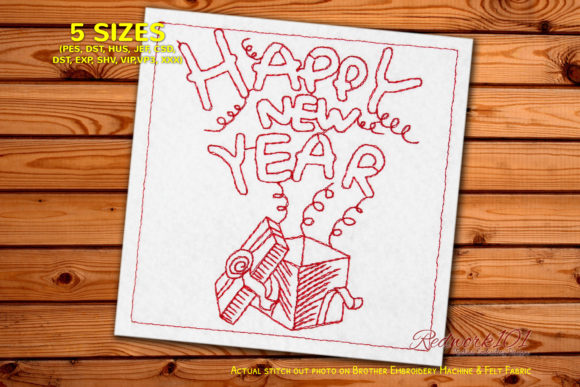 Happy New Year Gift Box Unboxing Redwork