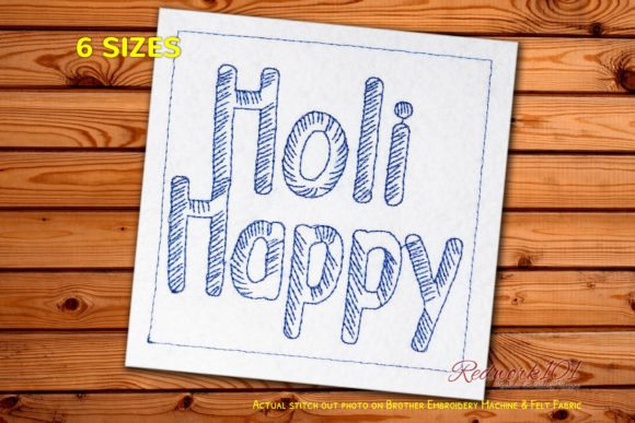 Holi Celebrations Text: A Versatile Embroidery Design for Personalized Gifts