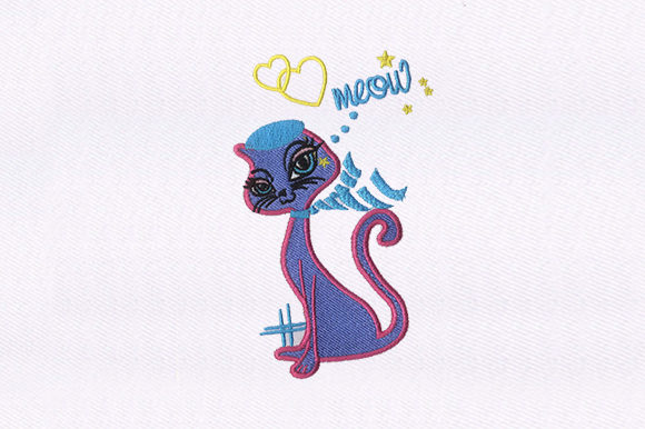 Meowing Cat: A Playful Embroidery Design for Creative Projects