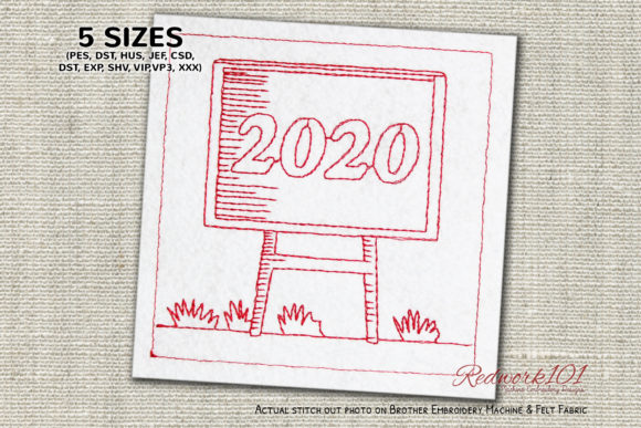 New Year 2020 Blackboard Redwork
