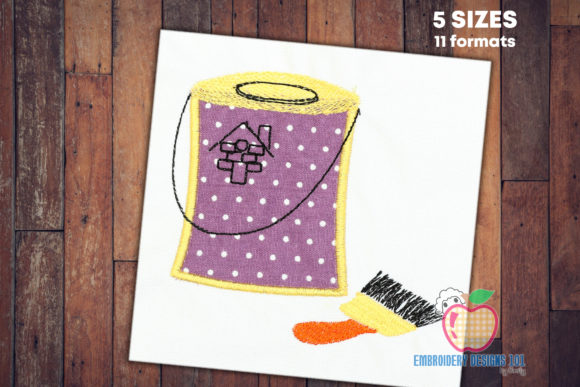 Paint Can and the Paint Brush Applique